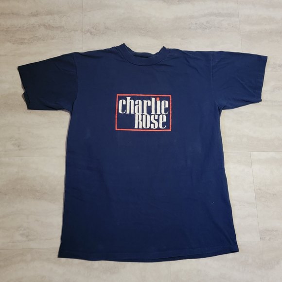 Vintage Oneita Power-T Blue Charlie Rose Single Stitched T-Shirt XXL - Picture 1 of 10